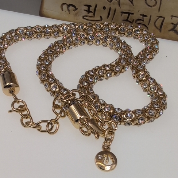 Goldtone And Rhinestone Studded Byzantine Necklace Euc Gloria Vanderbilt - Picture 5 of 6